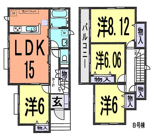 Floor plan. (B Building), Price 27,800,000 yen, 4LDK, Land area 118.68 sq m , Building area 98.43 sq m