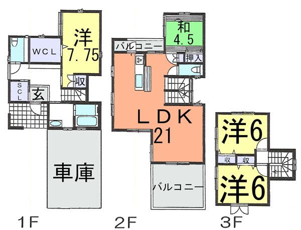 Floor plan. 42,800,000 yen, 4LDK, Land area 118.82 sq m , Building area 134.74 sq m