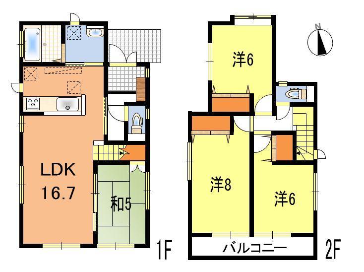 Floor plan. ◆ For the north-south road on both sides, It pours sunshine of the sun and Shanshan, It brightens the room. Come to your family smile full of dreams of My Home.