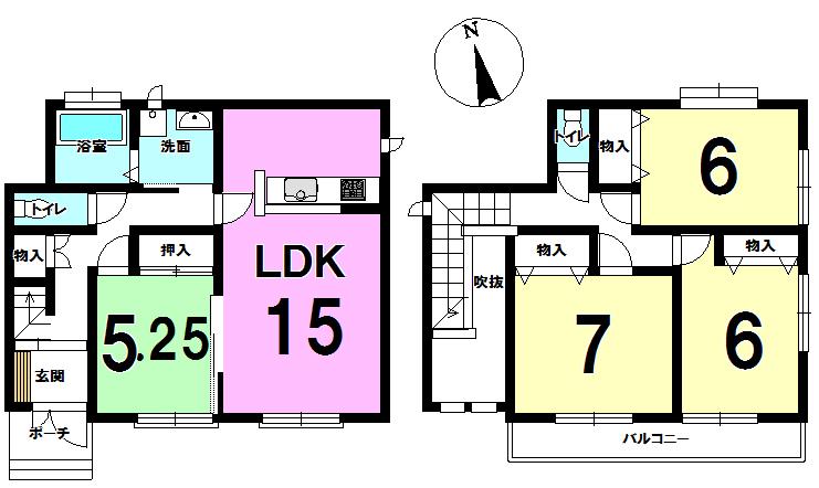 Floor plan. (A Building), Price 34,800,000 yen, 4LDK, Land area 124.43 sq m , Building area 98.74 sq m