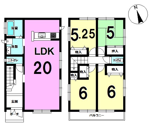 Floor plan. (D Building), Price 28.8 million yen, 4LDK, Land area 121.36 sq m , Building area 98.53 sq m