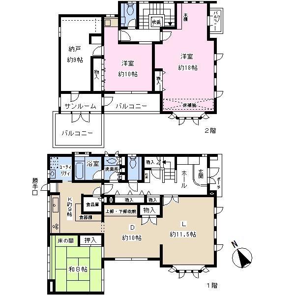 Floor plan. 68,500,000 yen, 3LDK + S (storeroom), Land area 230.45 sq m , Building area 216.64 sq m
