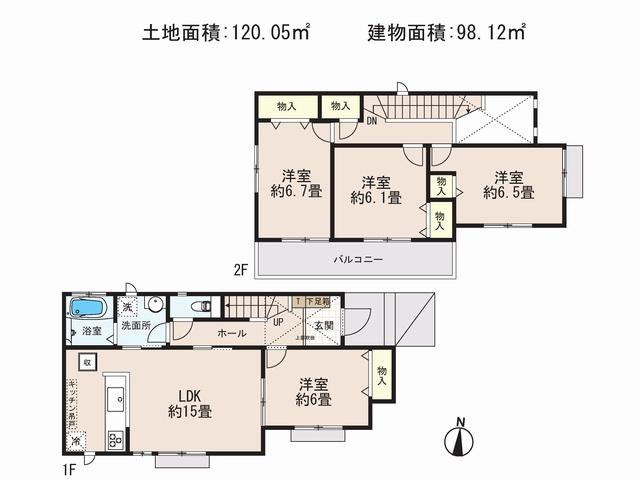 Floor plan. 25,800,000 yen, 4LDK, Land area 120.03 sq m , Building area 98.12 sq m