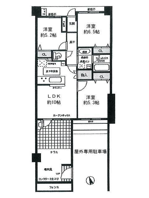 Floor plan. 3LDK, Price 24,300,000 yen, Occupied area 63.18 sq m