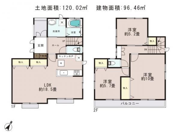 Floor plan. 26,800,000 yen, 3LDK, Land area 120.02 sq m , Building area 96.46 sq m