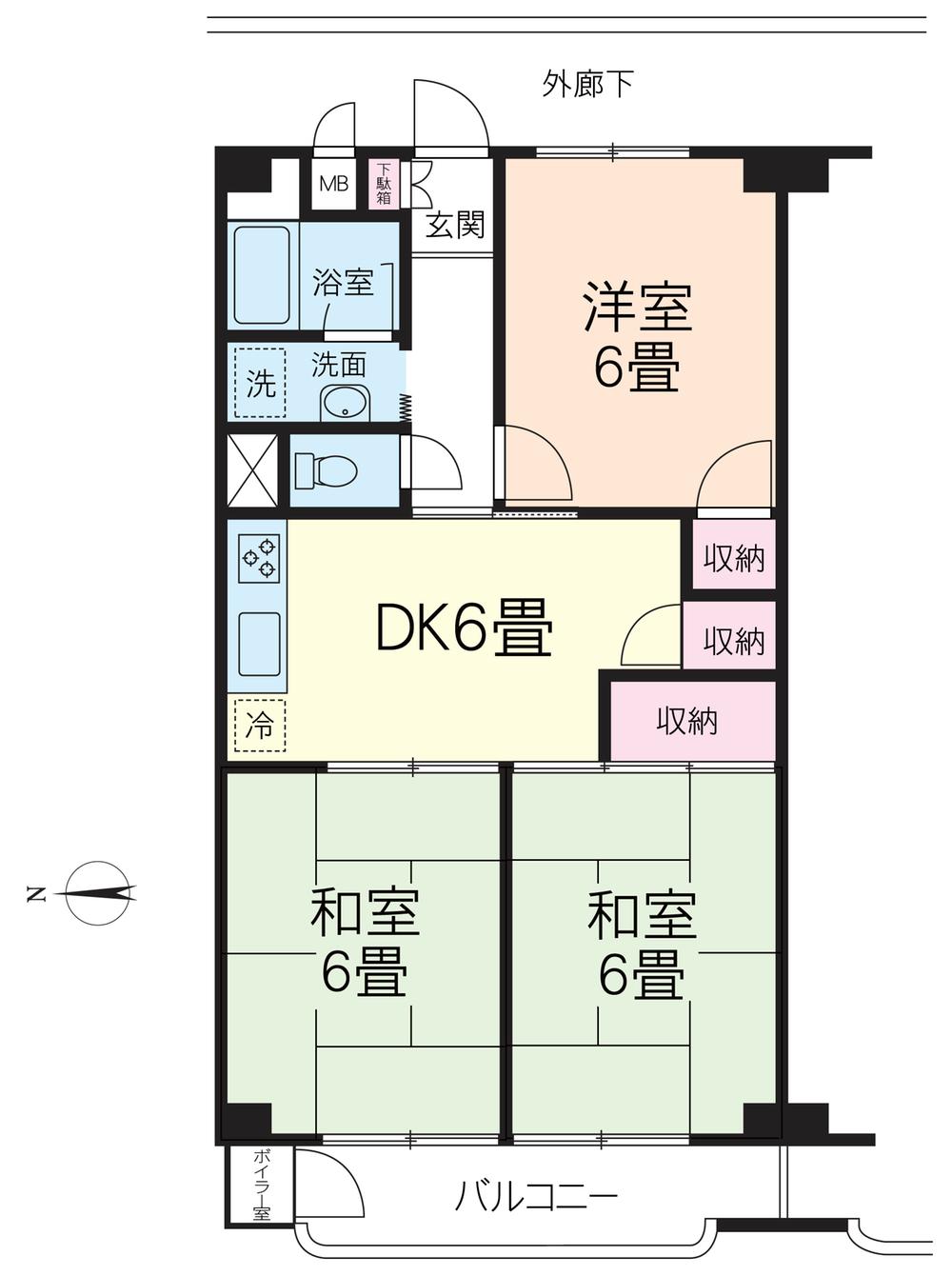 Floor plan. 3DK, Price 5.5 million yen, Occupied area 56.83 sq m , Balcony area 5.32 sq m