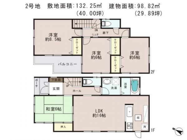 Floor plan. 27,800,000 yen, 4LDK, Land area 132.25 sq m , Building area 98.82 sq m
