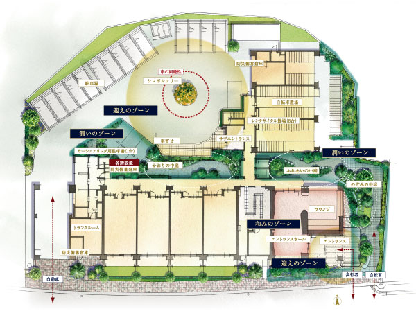 Features of the building.  [Relaxation and peace which drew in large grounds of the scale, And, Connection between those who live] While spending those who live here is gently mind, It has been incorporated throughout the ingenuity and ideas who can deepen exchanges naturally. Outside 構計 image, Amenity, Functionality, Pursuit and safety with a total point of view. Also, Planting trappings stage of moisture full of life is, Overlaid the years together with your family, Watch over growth. (Site placement Rendering Illustration)