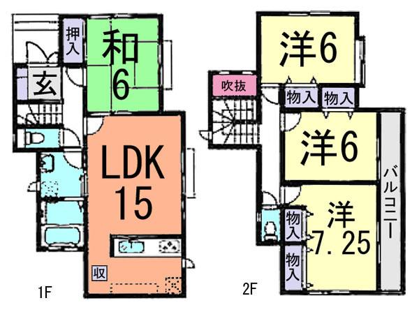 Floor plan. (A Building), Price 34,800,000 yen, 4LDK, Land area 129.6 sq m , Building area 97.7 sq m