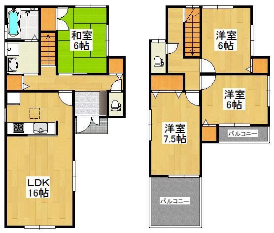 Floor plan. (Building 2), Price 35,800,000 yen, 4LDK, Land area 112.4 sq m , Building area 99.22 sq m
