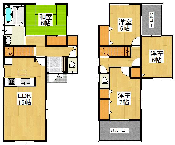 Floor plan. (1 Building), Price 35,800,000 yen, 4LDK, Land area 112.4 sq m , Building area 99.22 sq m