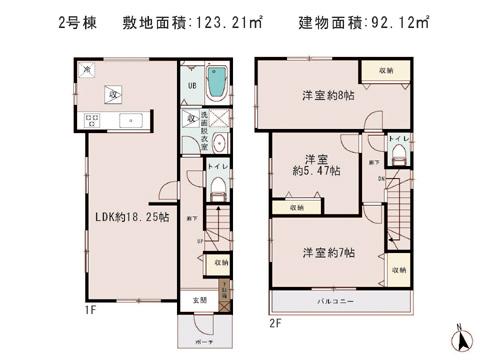 Floor plan. 28.8 million yen, 3LDK, Land area 123.21 sq m , Building area 92.12 sq m
