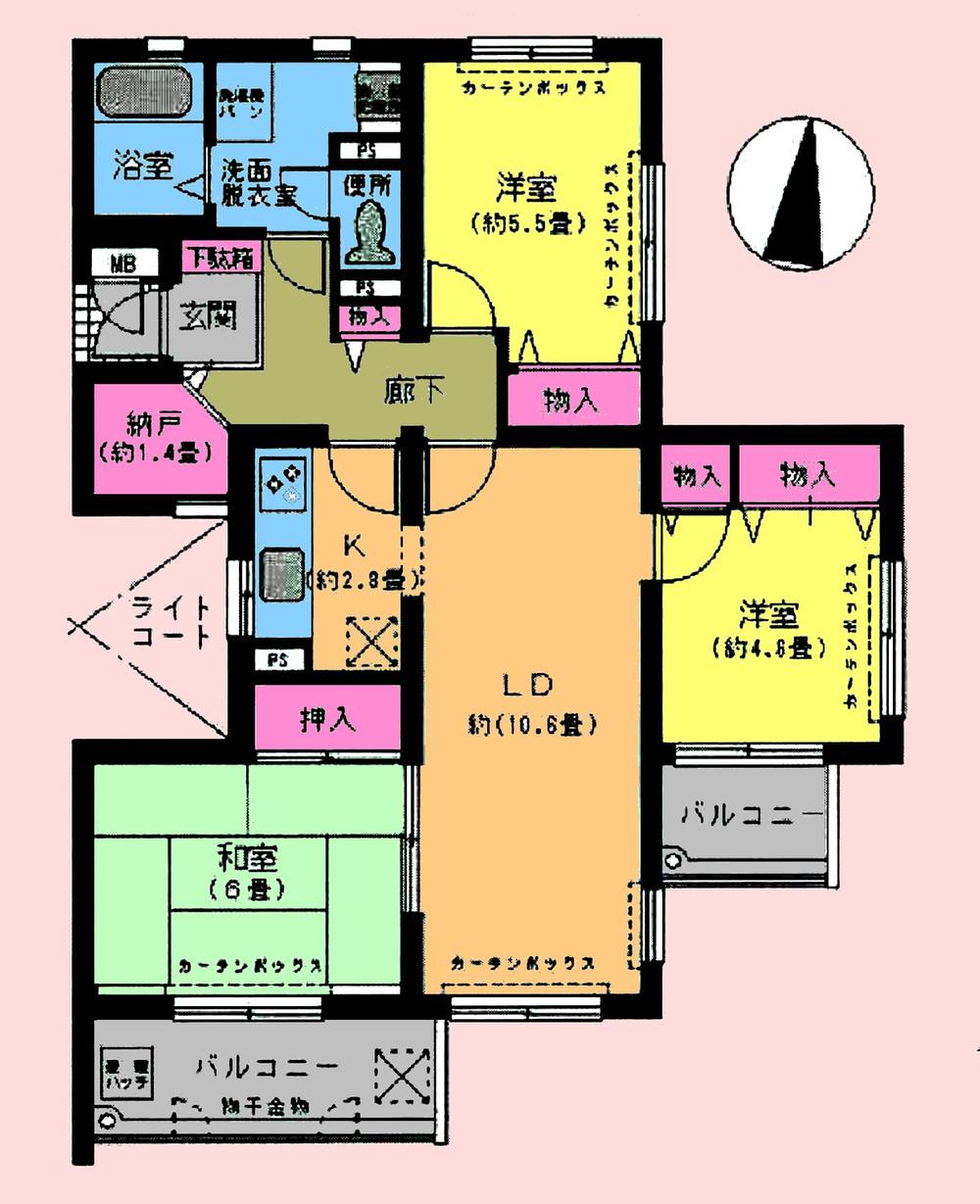 Floor plan. 3LDK + S (storeroom), Price 10.8 million yen, Occupied area 72.89 sq m , Balcony area 8.55 sq m