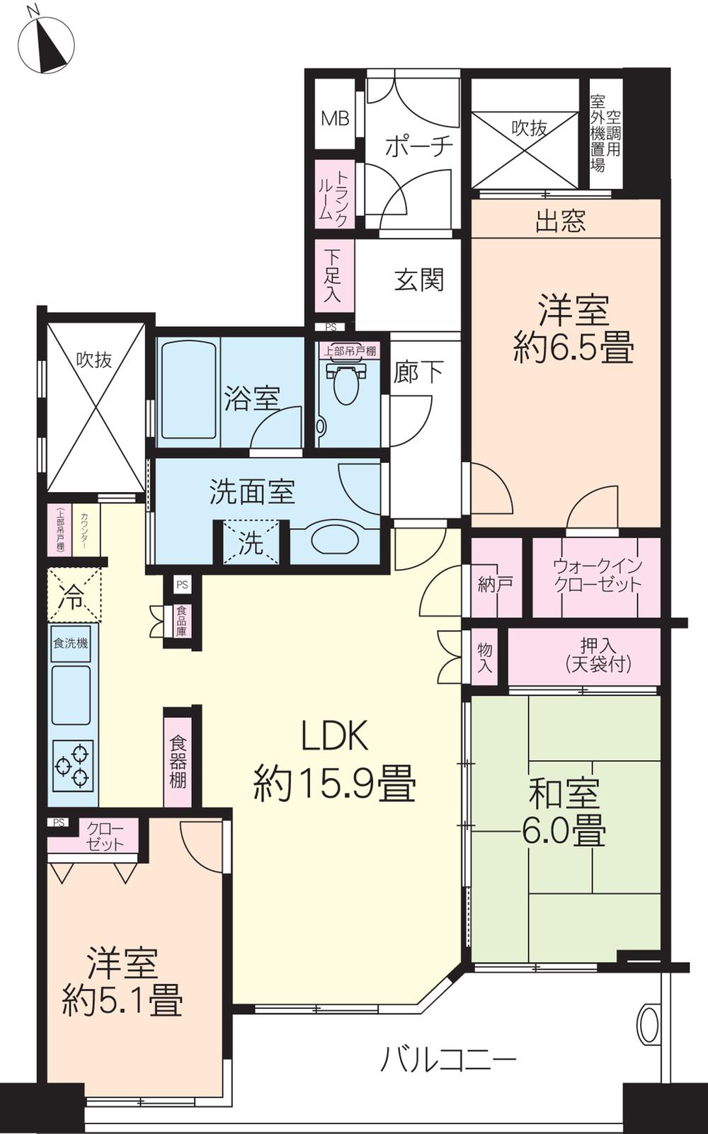 Floor plan. 3LDK + S (storeroom), Price 17,900,000 yen, Occupied area 76.59 sq m , Balcony area 7.69 sq m