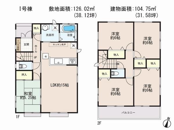 Floor plan. (I Building), Price 31,800,000 yen, 5LDK, Land area 126.02 sq m , Building area 104.75 sq m