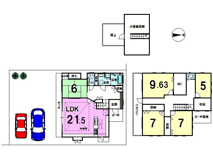 Floor plan. 47 million yen, 5LDK, Land area 205.24 sq m , Building area 156.57 sq m living room is a 21-tatami mat room