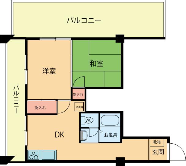 Floor plan. 2DK, Price 5.8 million yen, Occupied area 43.39 sq m , Balcony area 8 sq m