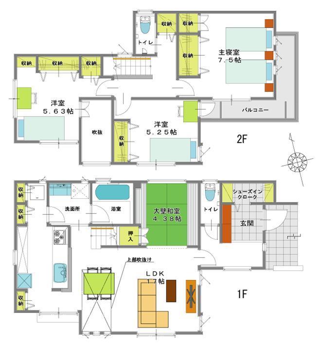 Floor plan. 34,900,000 yen, 4LDK, Land area 130.08 sq m , Between the building area 102.67 sq m A Building floor plan
