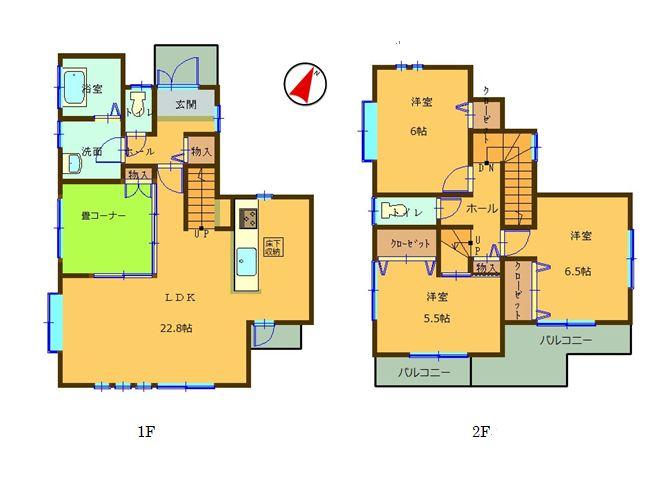 Floor plan. 26,800,000 yen, 3LDK, Land area 106.34 sq m , Building area 96.46 sq m