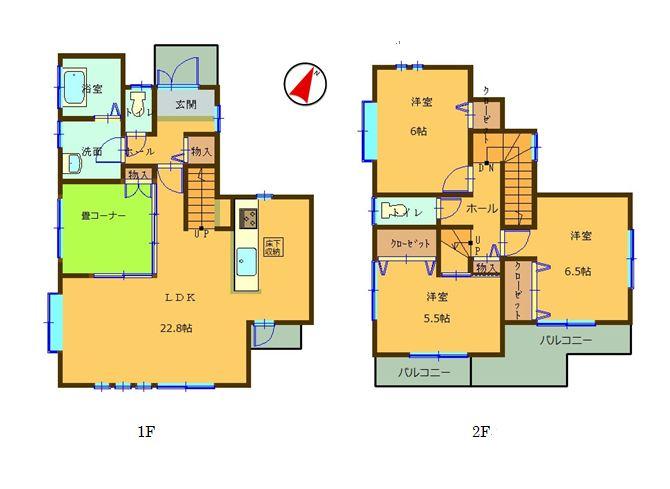 Floor plan. 26,800,000 yen, 3LDK, Land area 106.34 sq m , Building area 96.46 sq m