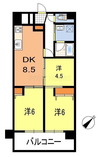 Floor plan. 3DK, Price 9.98 million yen, Occupied area 53.46 sq m , Balcony area 5.4 sq m floor plan