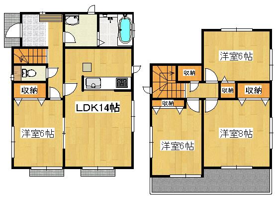 Floor plan. (D Building), Price 21,800,000 yen, 4LDK, Land area 124.54 sq m , Building area 93.56 sq m