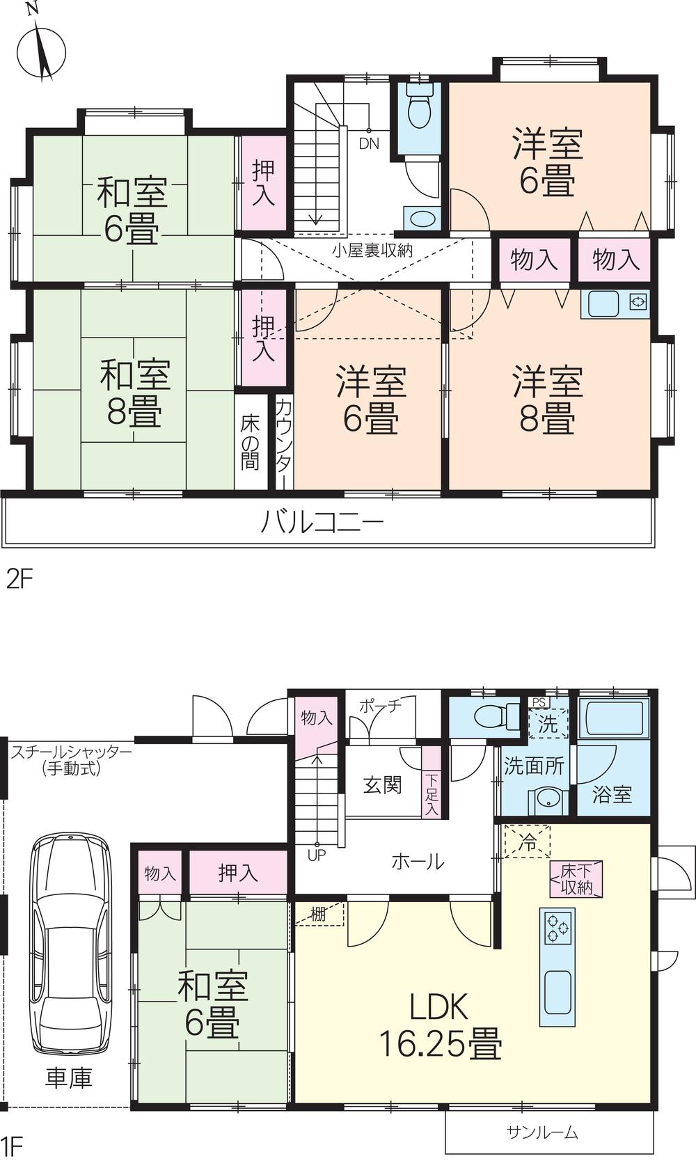 Floor plan. 17.8 million yen, 6LDK, Land area 137.85 sq m , Building area 132.48 sq m