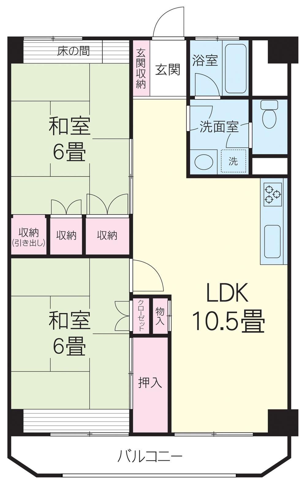 Floor plan. 2LDK, Price 7.5 million yen, Occupied area 58.24 sq m , Balcony area 6.17 sq m
