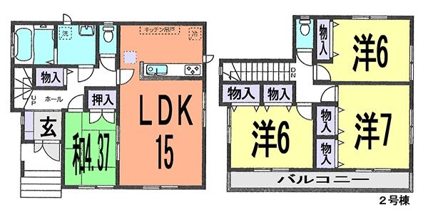 Floor plan. (Building 2), Price 35,800,000 yen, 4LDK, Land area 104.75 sq m , Building area 96.26 sq m