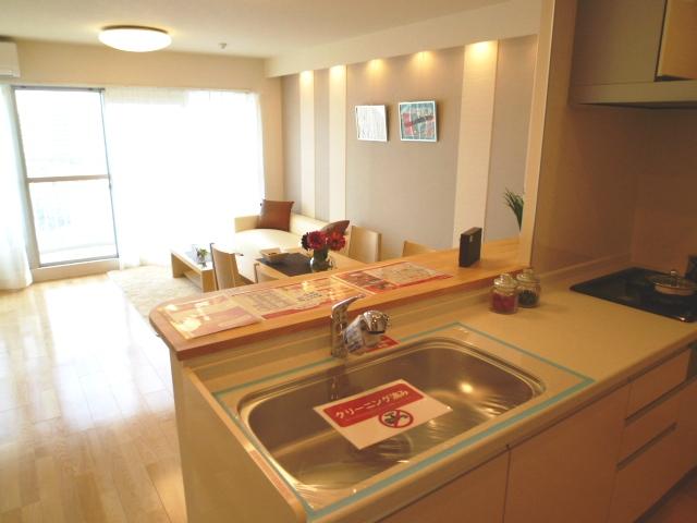 Living.  [LDK] Open space light that plugs from the balcony to reach the kitchen.