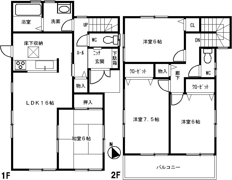 Floor plan. (Building 2), Price 29,800,000 yen, 4LDK, Land area 127.02 sq m , Building area 98.82 sq m