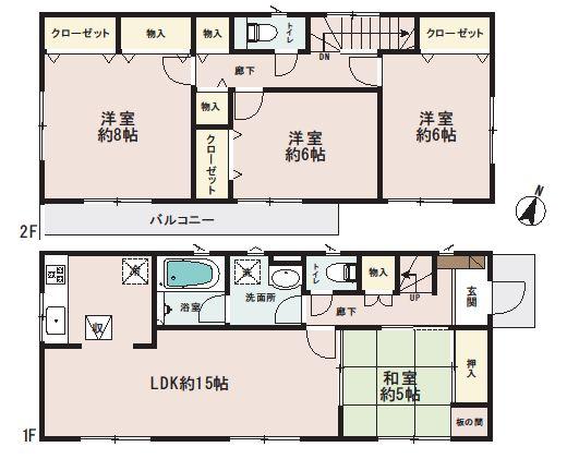 Floor plan. (3 Building), Price 28.8 million yen, 4LDK, Land area 127.2 sq m , Building area 96.79 sq m