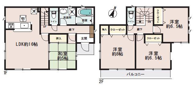 Floor plan. (4 Building), Price 28.8 million yen, 4LDK, Land area 127.57 sq m , Building area 98.01 sq m