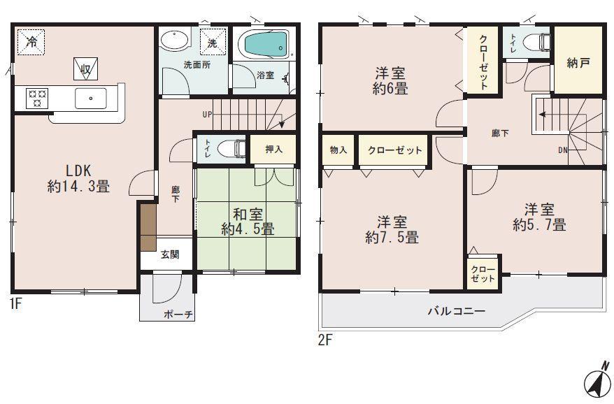Floor plan.  ◆ All building parking with 2 car! It is a newly built eco-house with solar power system. Day ・ Since the living environment is good, Please feel free to contact us First.