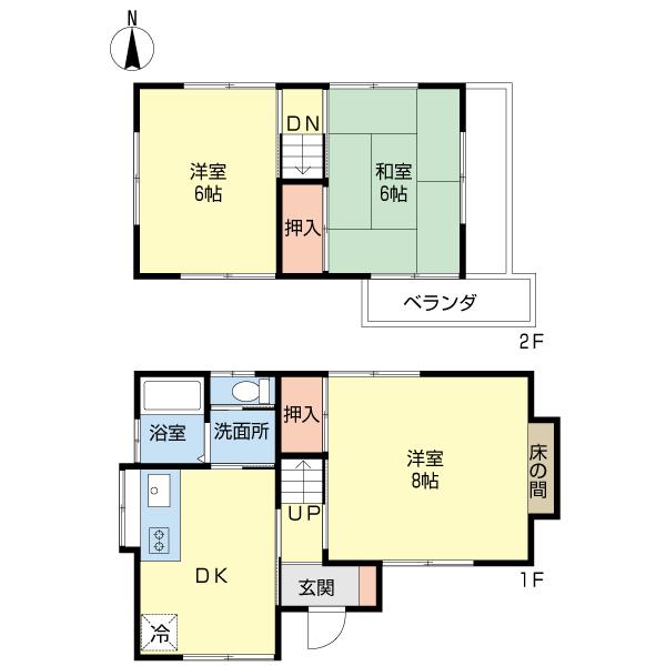 Floor plan. 8 million yen, 3DK, Land area 62.9 sq m , Building area 56.18 sq m