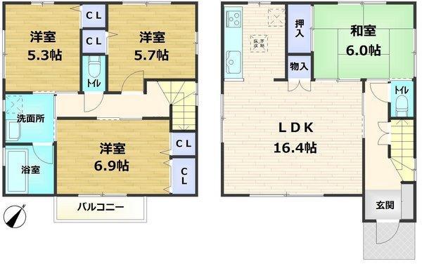 Floor plan. 29,900,000 yen, 4LDK, Land area 120.09 sq m , Building area 94.81 sq m
