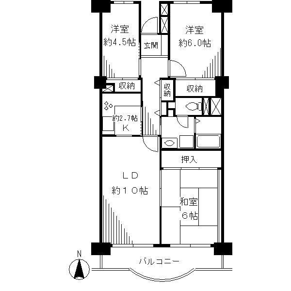 Floor plan. 3LDK, Price 15.5 million yen, Footprint 72.3 sq m , Balcony area 8.67 sq m