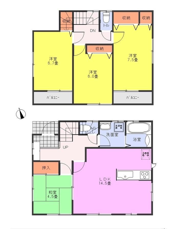 Floor plan. (1 Building), Price 35,800,000 yen, 4LDK, Land area 101.06 sq m , Building area 95.22 sq m