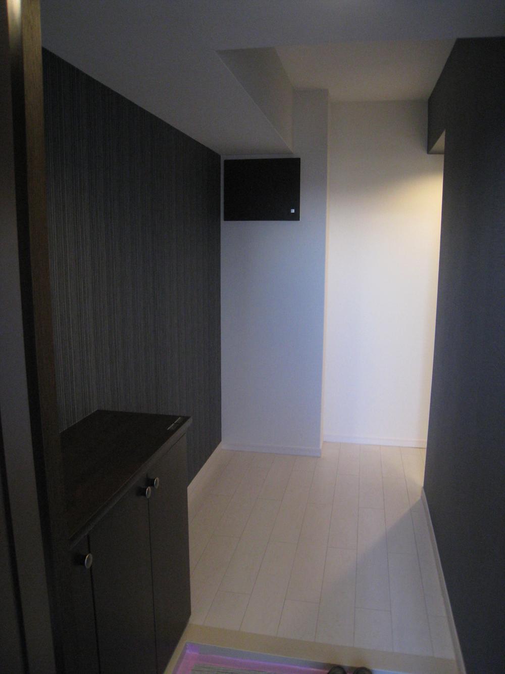 Entrance. Entrance of the modern atmosphere of calm in the black and white of the cross