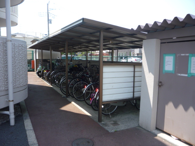 Other Equipment. Bicycle parking lot equipped with a large roof