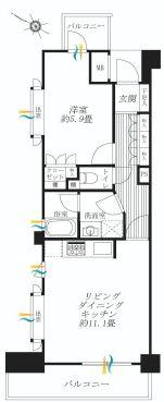 Floor plan. 1LDK, Price 12 million yen, Occupied area 43.73 sq m , Balcony area 8.79 sq m ventilation, Good per sun ☆ Weather permitting, Sky tree looks