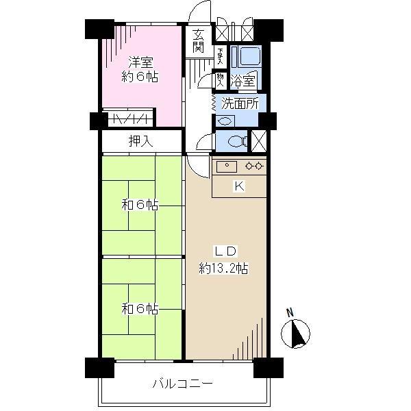 Floor plan. 3LDK, Price 12.9 million yen, Occupied area 71.85 sq m , Balcony area 8.4 sq m