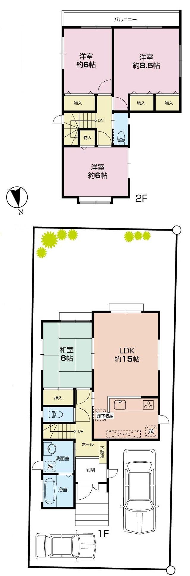 Floor plan. (1 Building), Price 36,800,000 yen, 4LDK, Land area 142.02 sq m , Building area 98.53 sq m