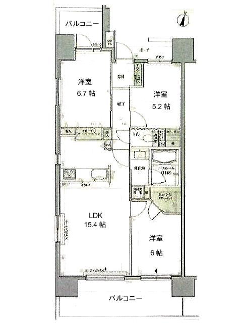 Floor plan. 3LDK, Price 26,980,000 yen, Occupied area 71.53 sq m , Balcony area 17.4 sq m