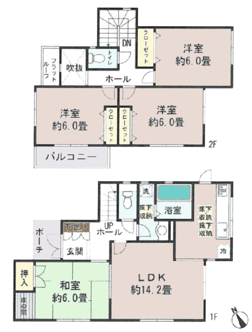 Floor plan. 25,500,000 yen, 4LDK, Land area 109.99 sq m , Building area 93.57 sq m