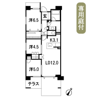 Floor: 3LDK + OL + BW + T + PG, occupied area: 71.62 sq m