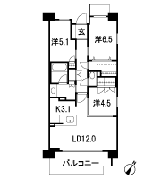 Floor: 3LDK + BW, the occupied area: 72.02 sq m