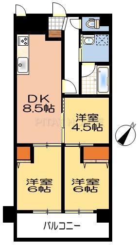 Floor plan. 3LDK, Price 9.98 million yen, Occupied area 53.46 sq m , Balcony area 5.4 sq m floor plan