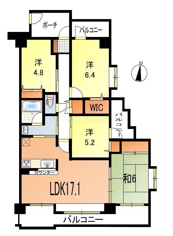 Floor plan. 4LDK, Price 19,800,000 yen, Occupied area 86.14 sq m , Balcony area 18.44 sq m   ◆ Spacious bright 4SLDK.