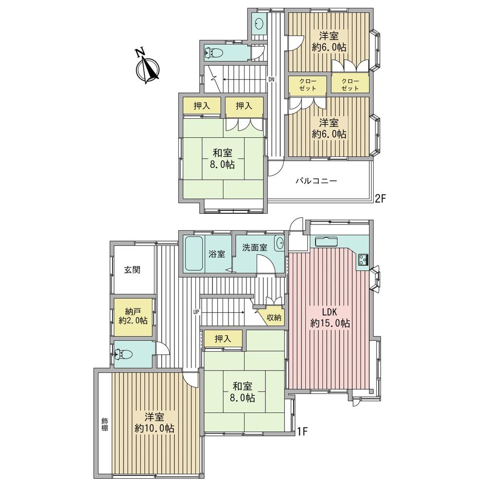 Floor plan. 48,800,000 yen, 5LDK + S (storeroom), Land area 276.34 sq m , Building area 148.57 sq m